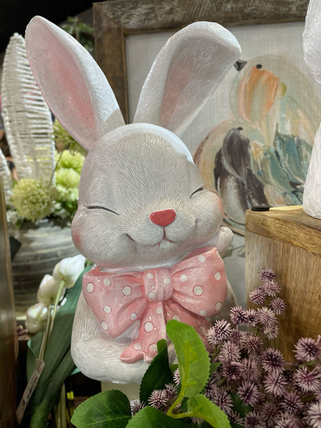 Reg Pink Polka Dot Bow Bunny 11"