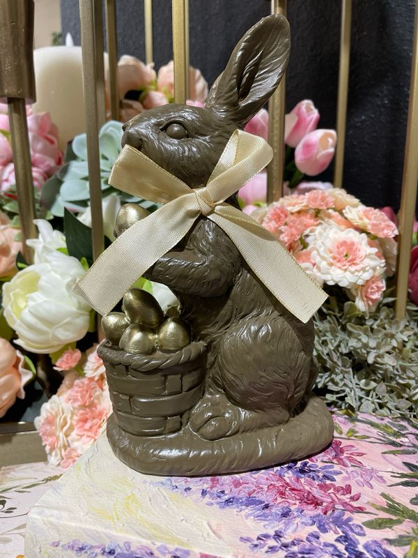 Reg 8" Gold Eggs Chocolate Bunny