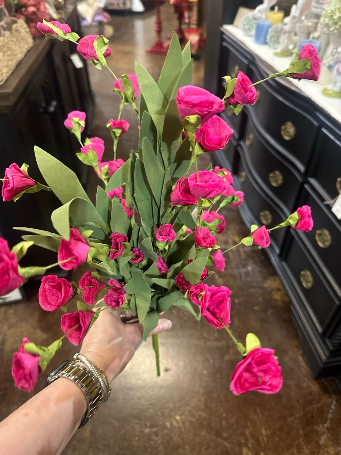 Rag 22.5" Dark Pink Paper Wildflower Bush