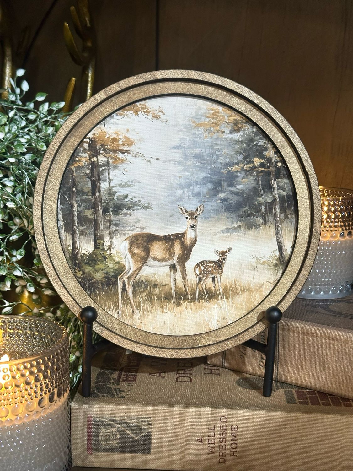 Red 8" R Doe And Fawn Art