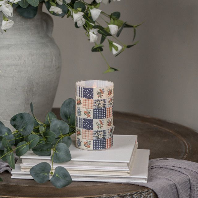 Rag 5" Patchwork Glass 3D Flame Candle