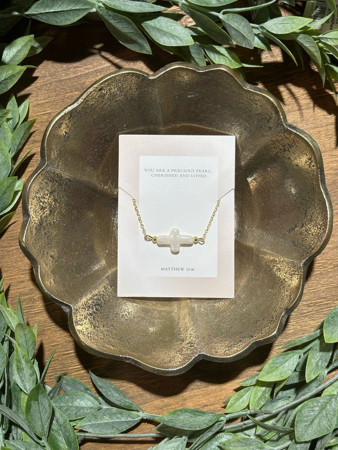 FW Side Cross Precious Pearl Necklace