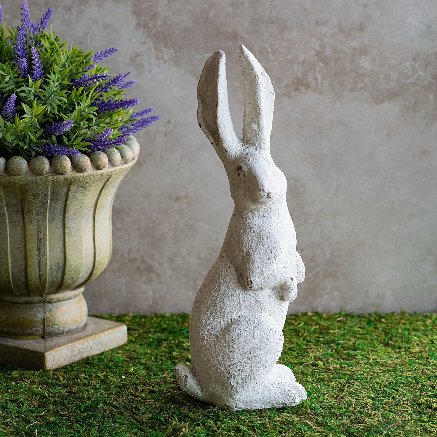 PDG 13.8" White Standing Garden Bunny