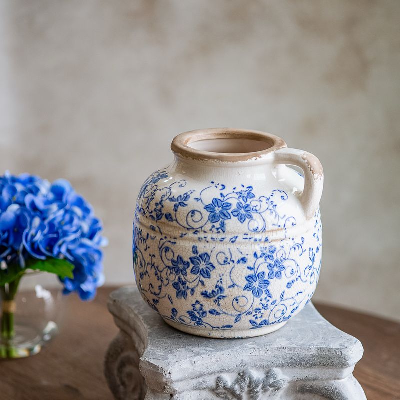 PDG 6.5" Blue Heirloom Handle Vase