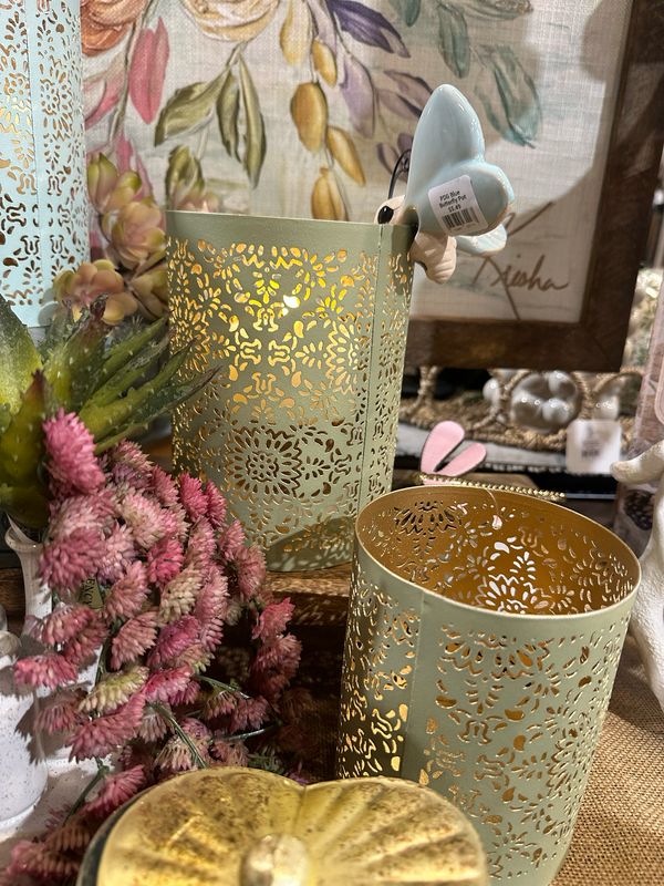 PDG Lg Lt Green Deco Lantern Can 6.5x5