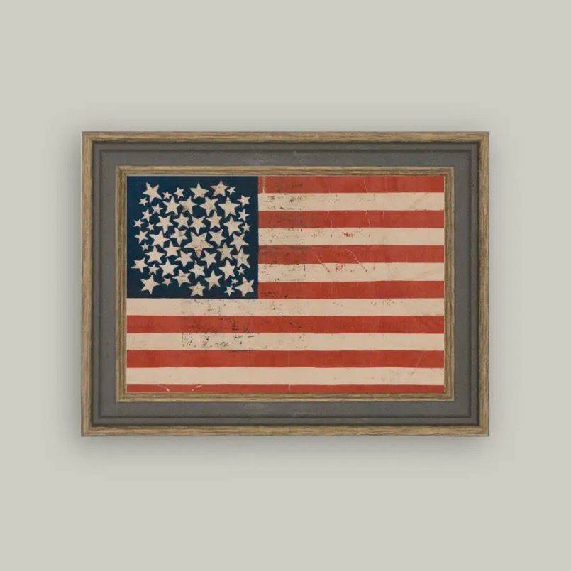PLH 6x4 Rustic Flag Framed Antique Art