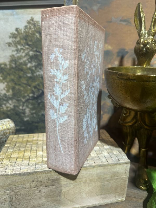 AB Sm Peach White Floral Book Box 8.25x5x2
