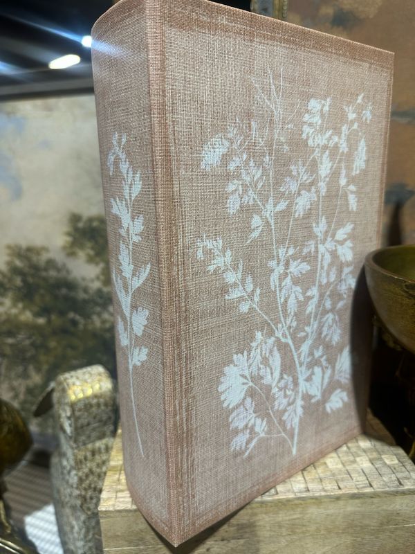 AB Lg Peach White Floral Book Box 10.75x7x2.75