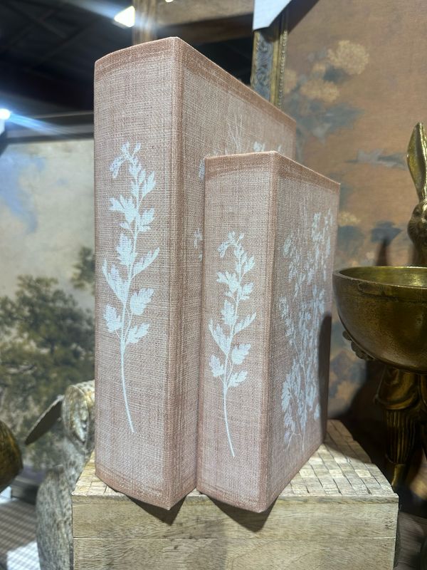 AB Lg Peach White Floral Book Box 10.75x7x2.75