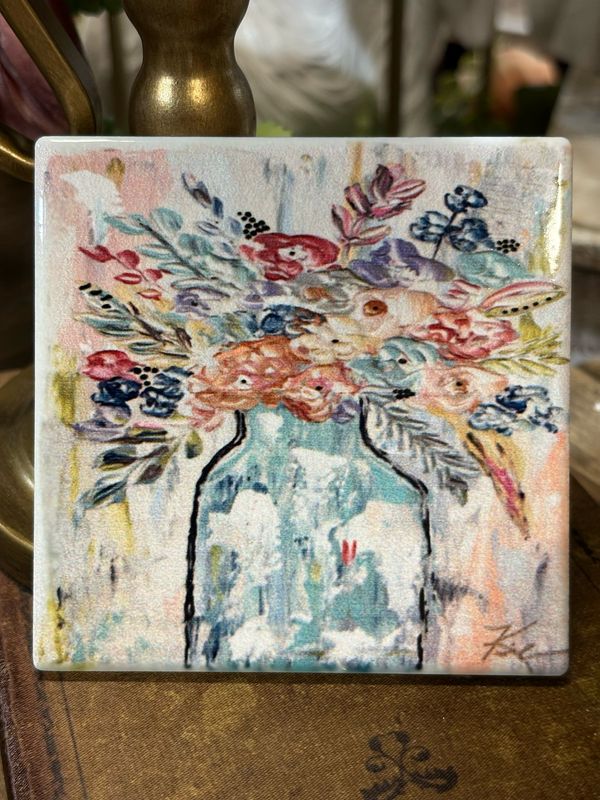 SCM 4x4 Coaster Nicoles Teal Vase