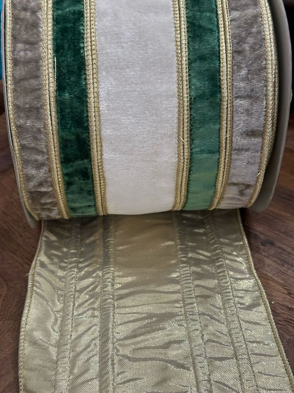JME Gr/wh Velvet Dbl Stripe Dupion 6x10
