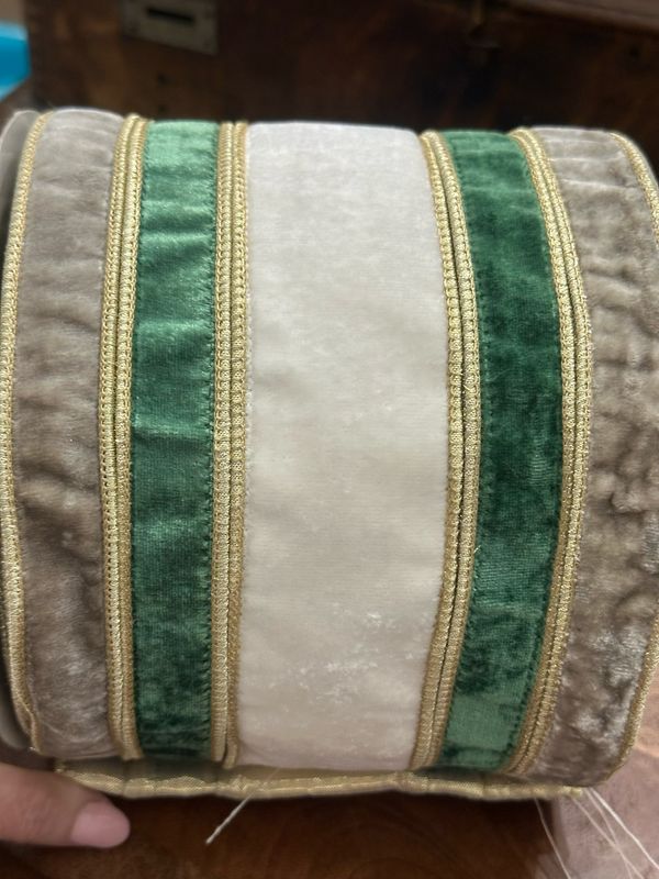 JME Gr/wh Velvet Dbl Stripe Dupion 6x10