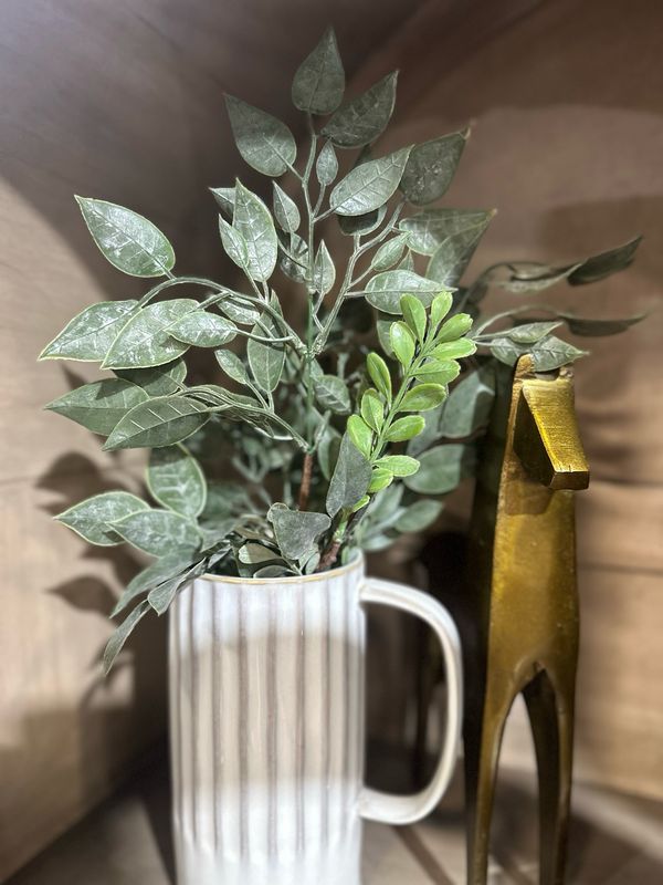 Imp 20" Flocked Ficus &amp; Boxwood Leaves Bush