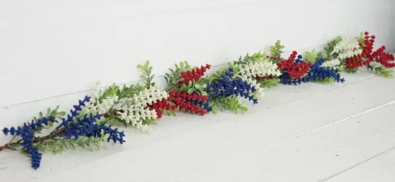 Imp 4' Garland RWB Heather w Boxwood