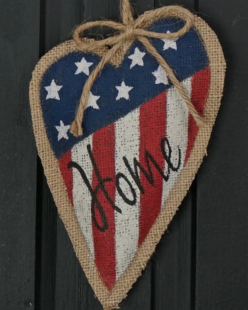 Imp 8" Burlap Americana Heart Orn
