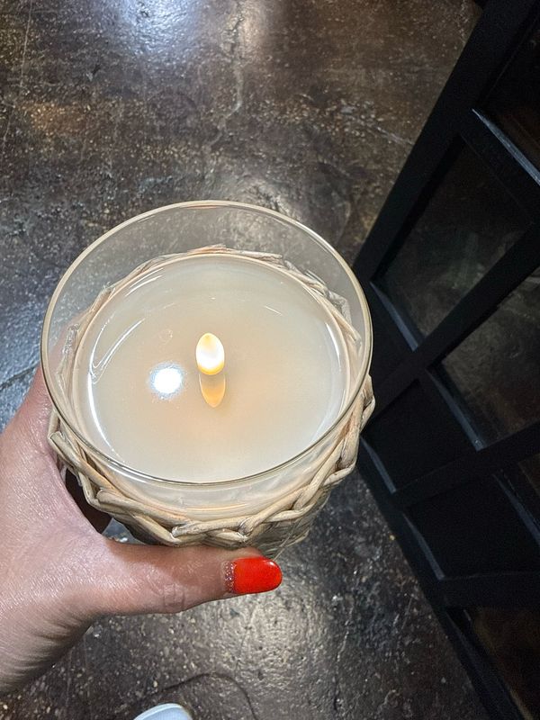 PDG 4" Wicker &amp; Glass Candle