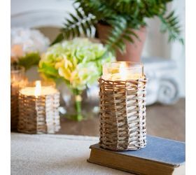 PDG 6x3 Wicker &amp; Glass Candle