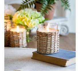 PDG 5x3.5” Wicker &amp; Glass Candle