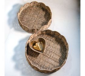 PDG Lg Grey Wash Willow Rnd Tray 14.25"