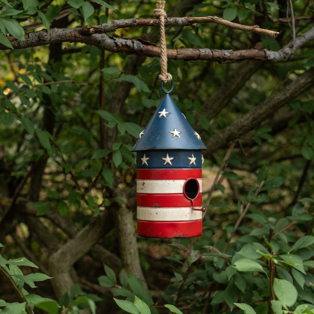 Rag Round Patriotic Birdhouse 13"