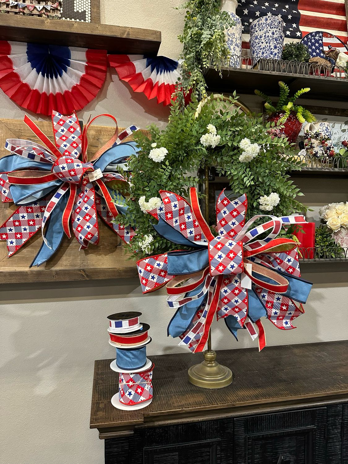 JME Hand Tied Patriotic Bow 26x26
