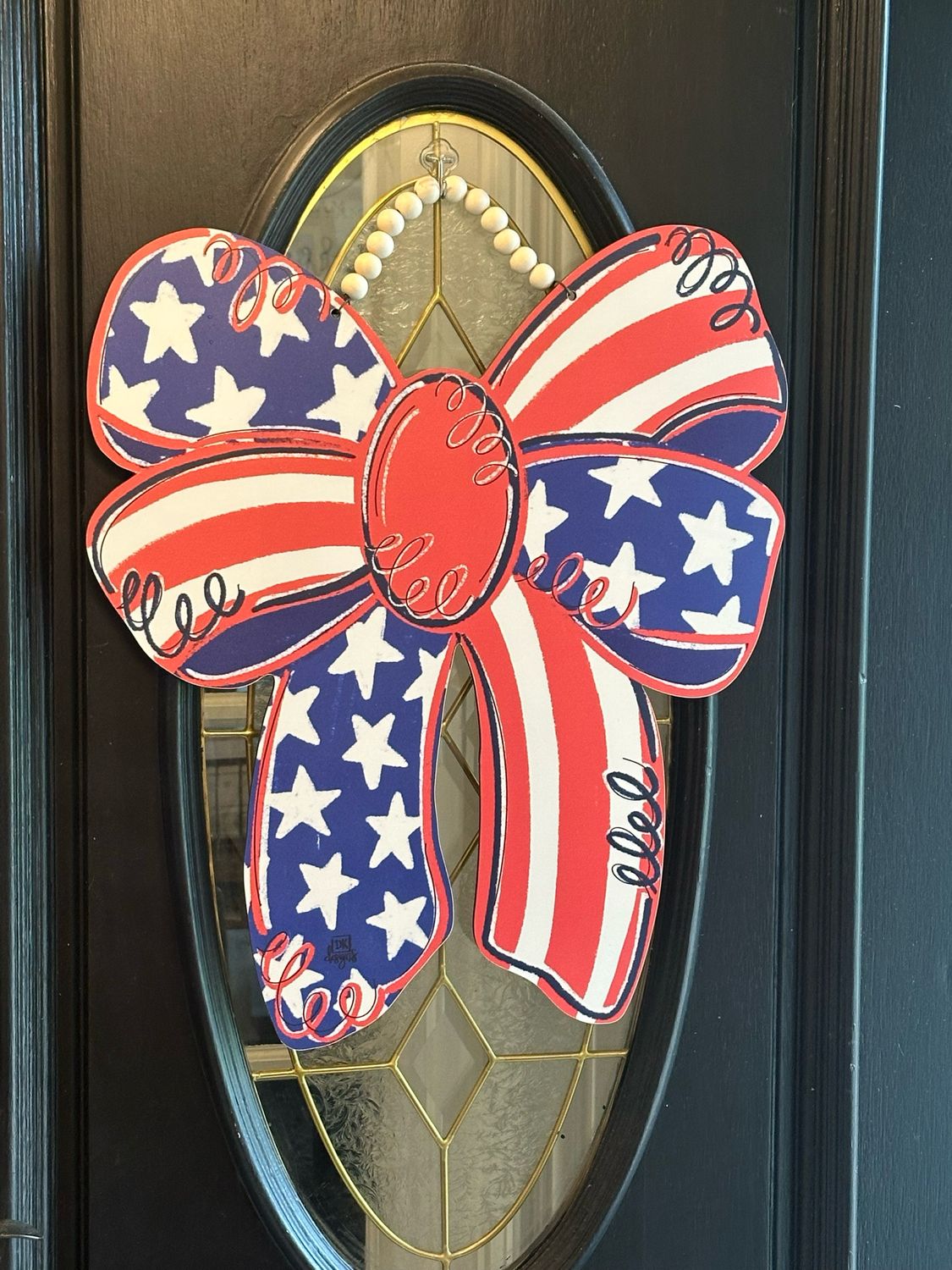 DKD Patriotic Bow Door Hanger 20.25x25.25