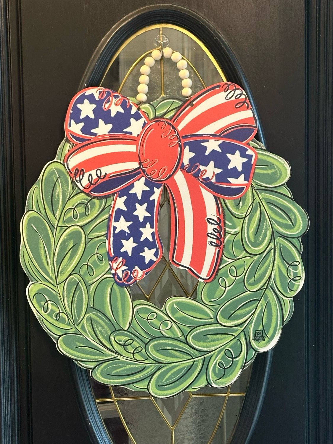 DKD Patriotic Bow Wreath 21.25x25.25