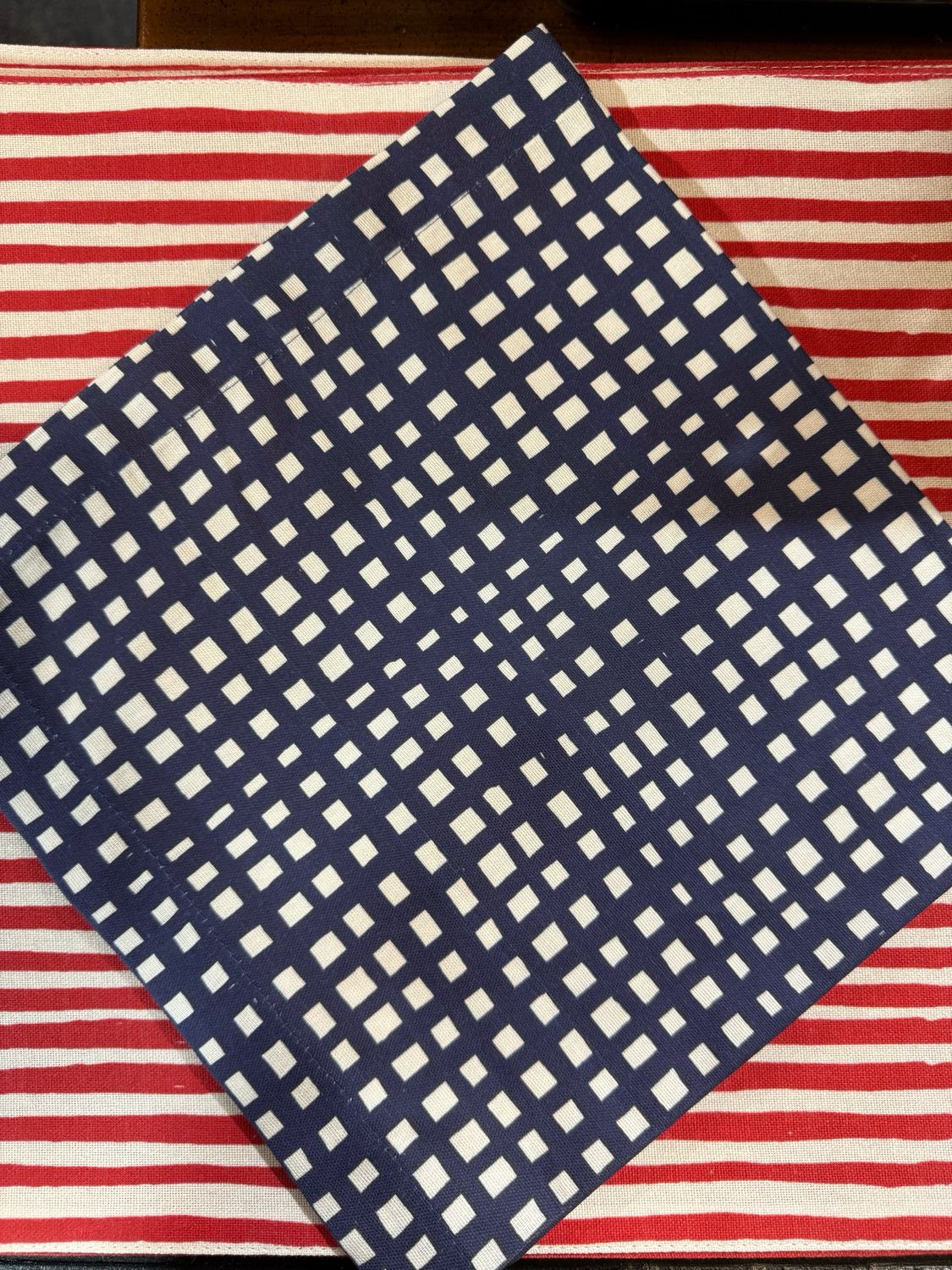 Tab Blue Grid Daisy Mae Napkin