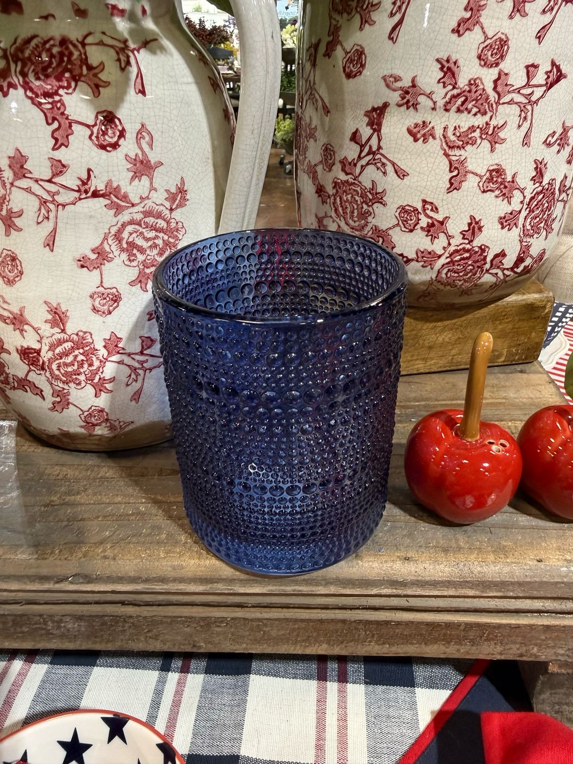 Tab Dots Blue Votive Candle Holder 5x4