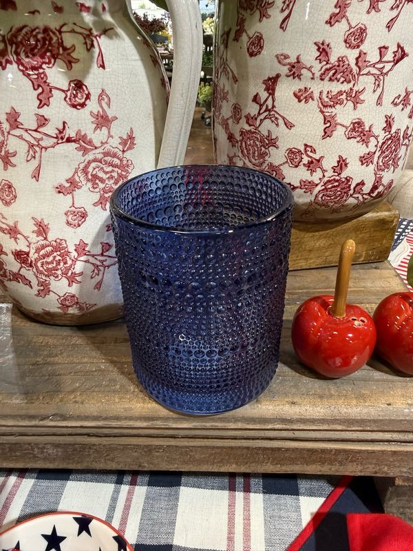 Tab Dots Blue Votive Candle Holder 5x4