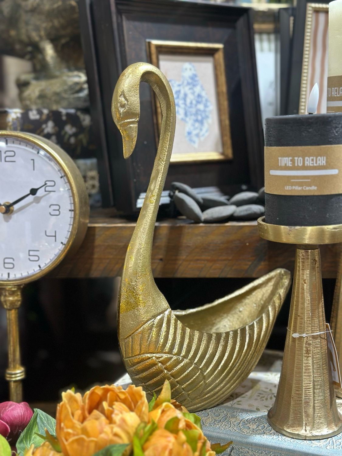 AB Gold Swan Figurine 13"