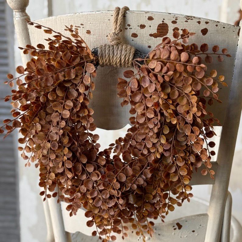 Lan Brown 15" Cider Leaves Hanging Wreath
