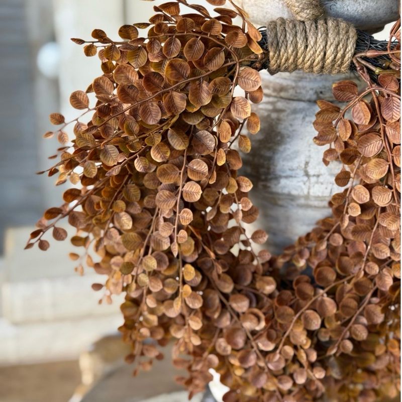Lan Brown 15" Cider Leaves Hanging Wreath