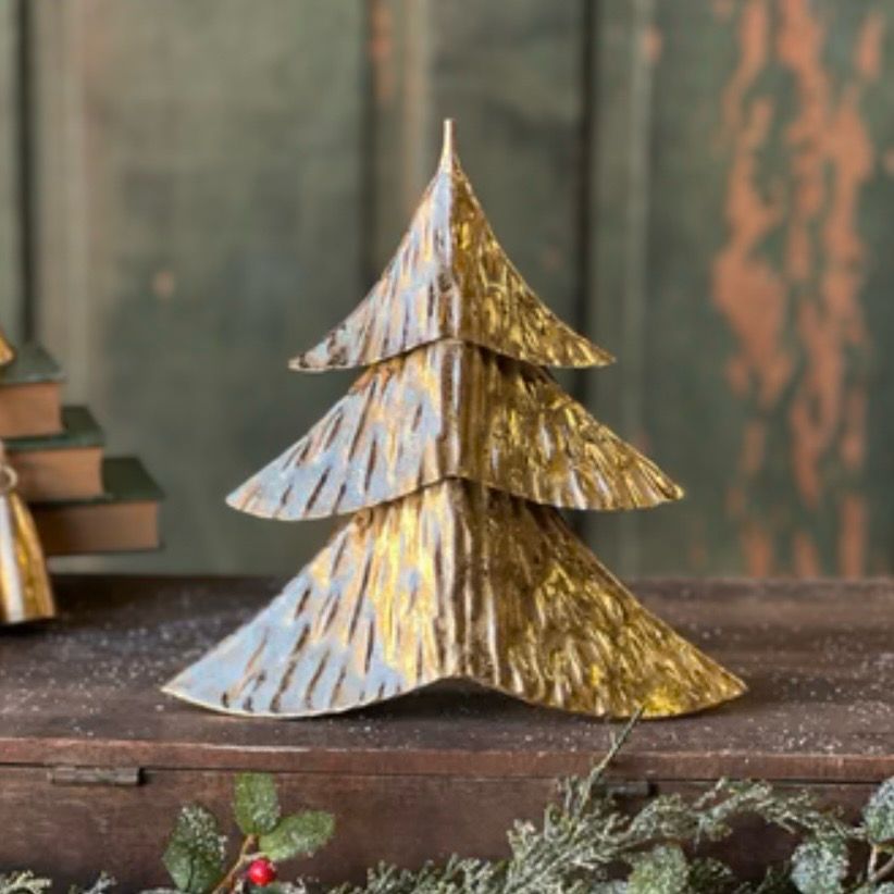 Lan 9.25" Goldrush Pine Tree Metal