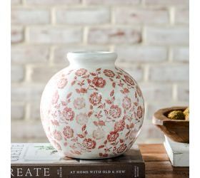 PDG 8" Rouge Floral Round Vase