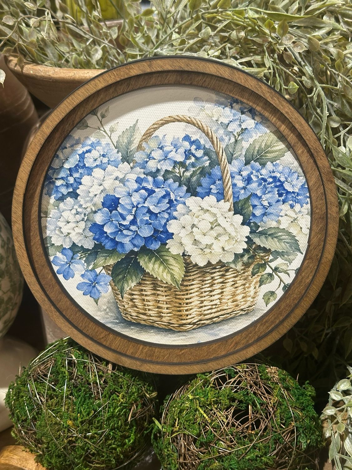 Red 8" Round Blue Hydrangeas