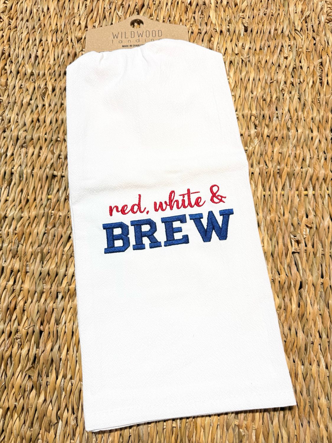 WWL RW&amp;Brew Embroidered Tea Towel