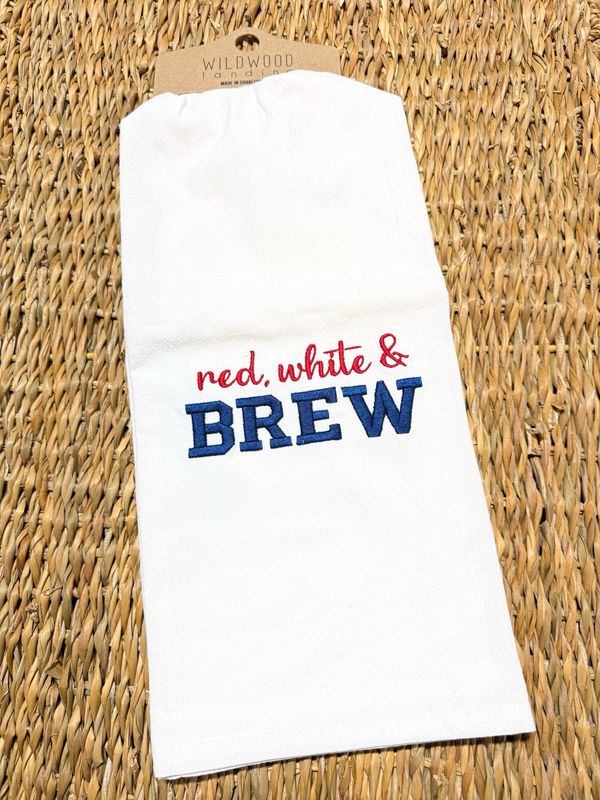 WWL RW&amp;Brew Embroidered Tea Towel