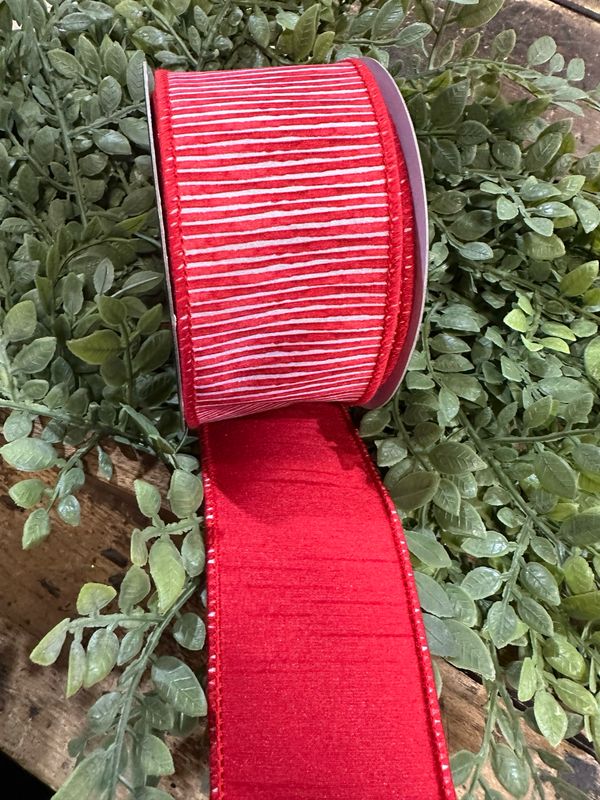 JME Mini Stripe Dupion Fused Red 2.5x10