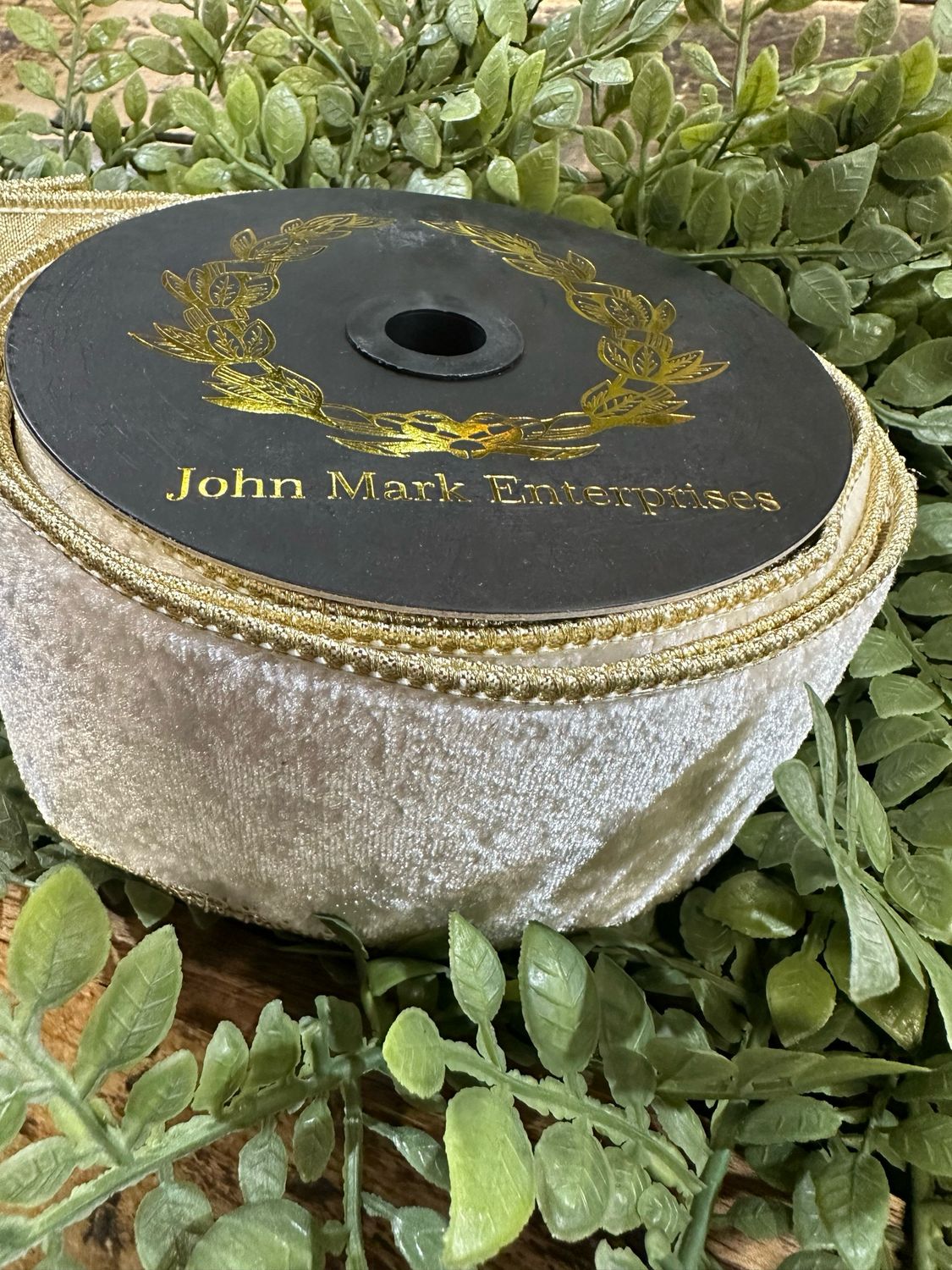 JME White Velvet Metallic Gold Dupion Backing 2.5x10yd