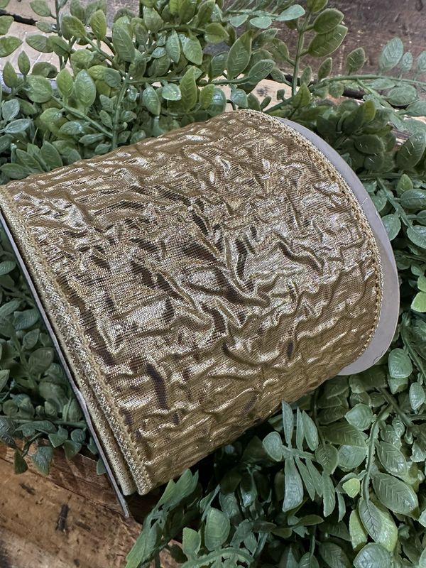 JME Crinkle Metallic Dupion Fused Gold 4x10yd