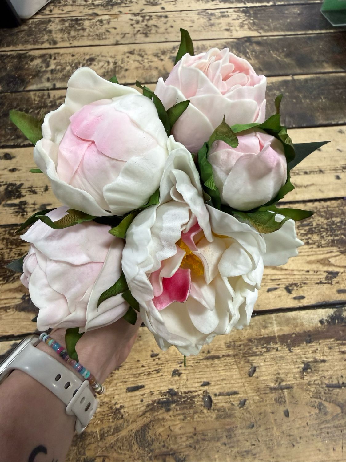 ARL 10.5" Wht &amp; Lt Pink Peony Bundle RT