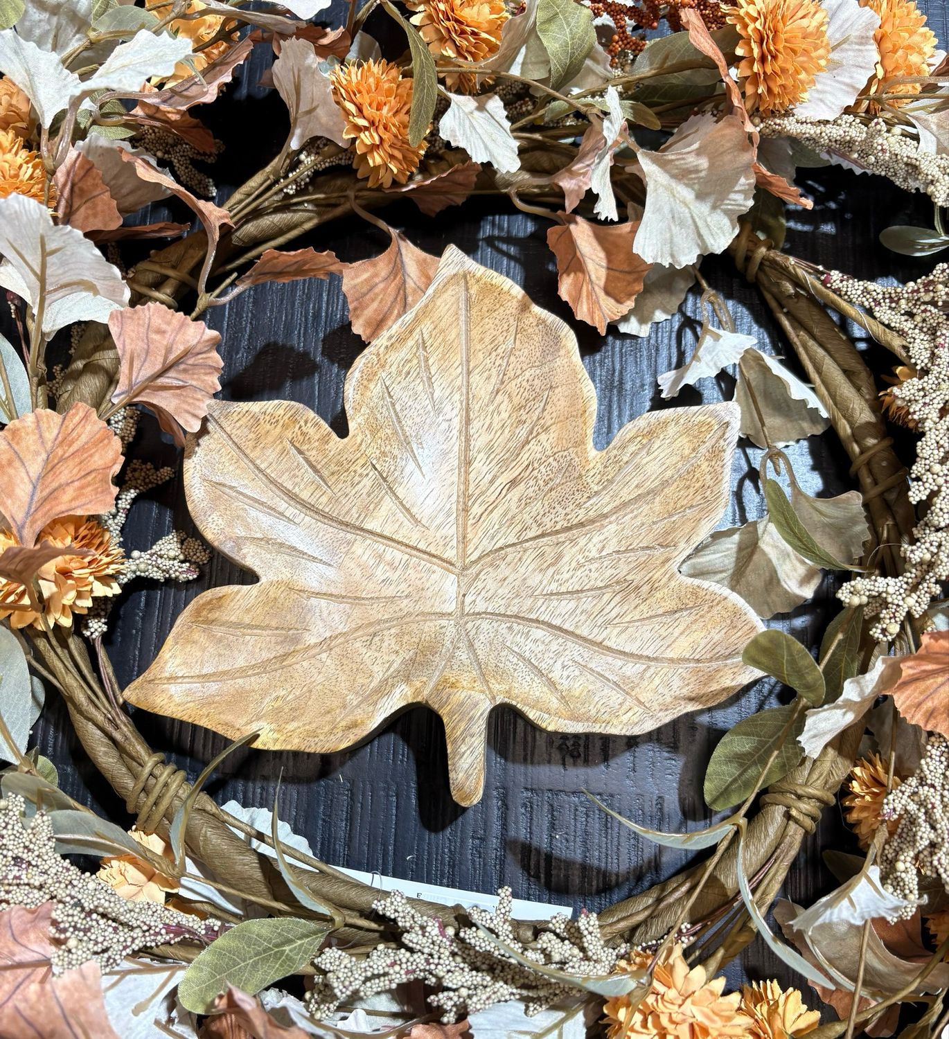 WTC Sm Wooden Maple Leaf Block 7.75x7