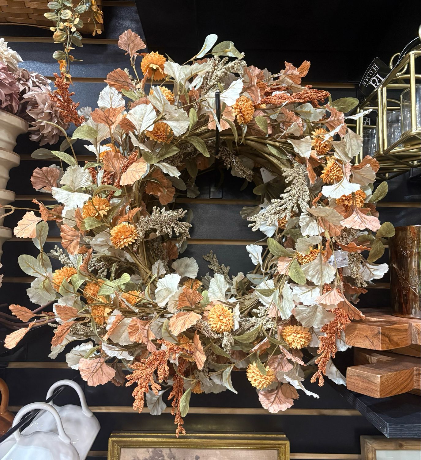 WTC 16" Orange Pom Wreath