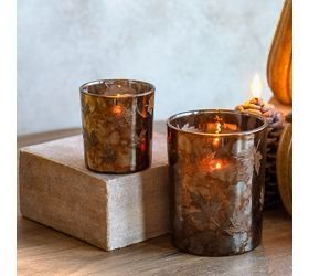 PDG Sm Glass Leaf Candle Holder 3x3