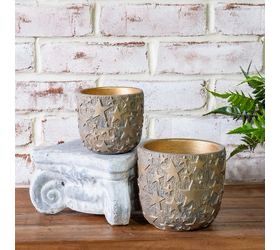 PDG Sm Gold Stars Planter 4x4.25