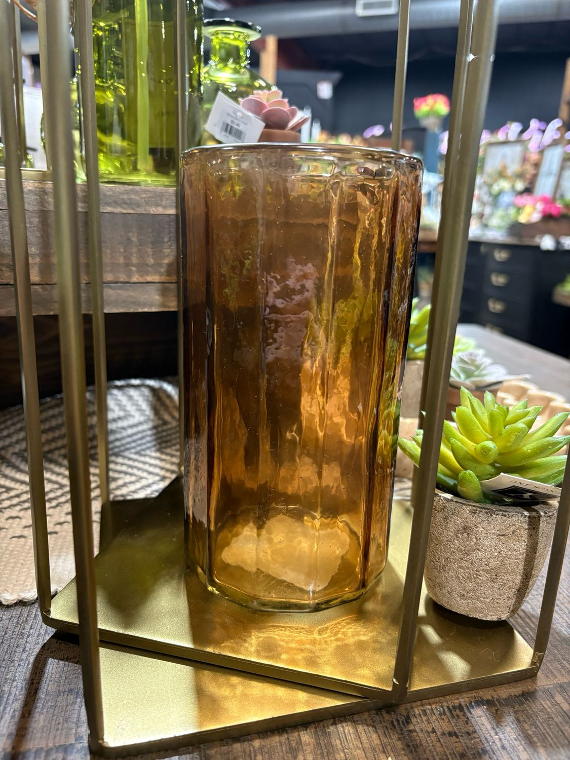 PDG 8" Amber Glass Vase
