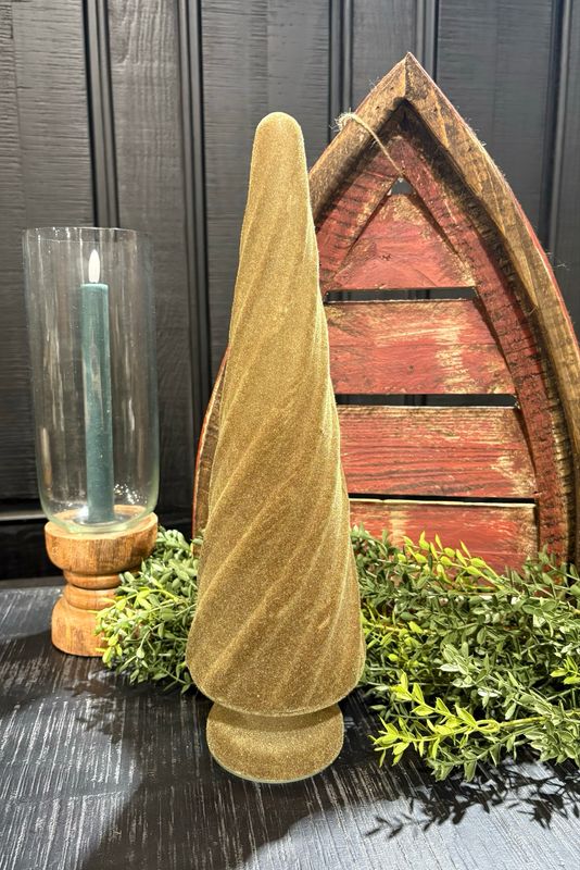 PDG 15" Green Flocking Glass Tree