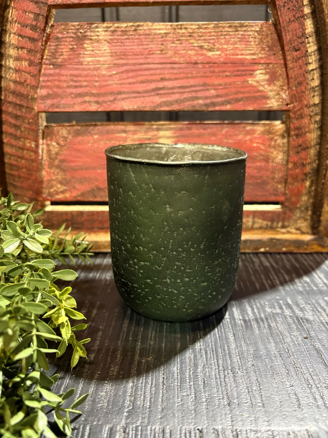 PDG Sm Green Glass Candle Holder 4.25x3.25