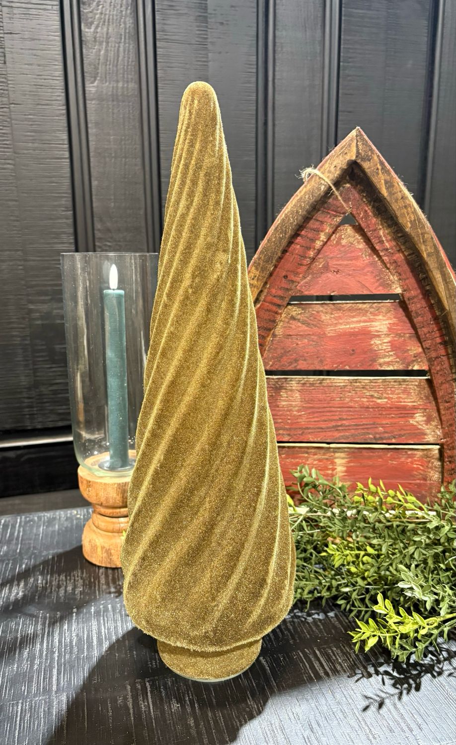 PDG 18" Green Flocking Glass Tree